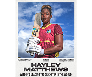 WIPA Commends Hayley Matthews on Wisden’s Leading T20 Cricketer in the World 2023 Designation